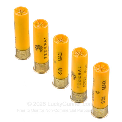 Large image of Cheap 20 Gauge Ammo For Sale - 3" 7/8 oz. #4 Steel Shot Ammunition in Stock by Federal Speed-Shok - 25 Rounds