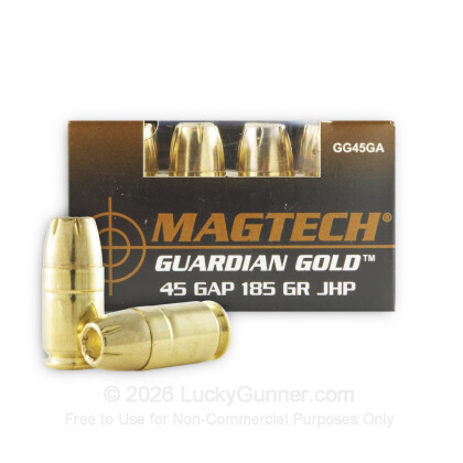 Large image of 45 GAP Ammo For Sale - 185 gr JHP - Magtech Guardian Gold Ammunition In Stock - 20 Rounds