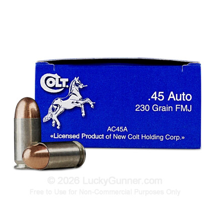 Large image of Cheap 45 ACP Ammo For Sale - 230 Grain FMJ Ammunition in Stock by Colt - 50 Rounds