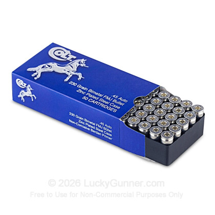 Large image of Cheap 45 ACP Ammo For Sale - 230 Grain FMJ Ammunition in Stock by Colt - 50 Rounds