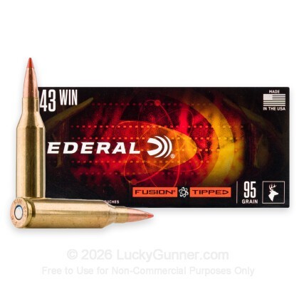 Large image of Federal Fusion Tipped 243 Ammo For Sale - 95 Grain Bonded Polymer Tip - 20 Rounds