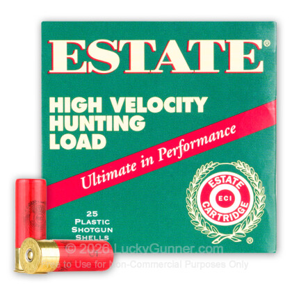 Large image of Cheap 12 Gauge Ammo For Sale - 2-3/4” 1-1/4oz. #5 Shot Ammunition in Stock by Estate High Velocity Hunting Load - 25 Rounds