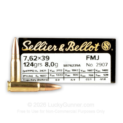 Image 1 of Sellier & Bellot 7.62X39 Ammo