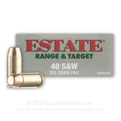 Large image of Cheap 40 S&W Ammo - 165 gr FMJ - Estate Cartridge 40 cal Ammunition - 50 Rounds