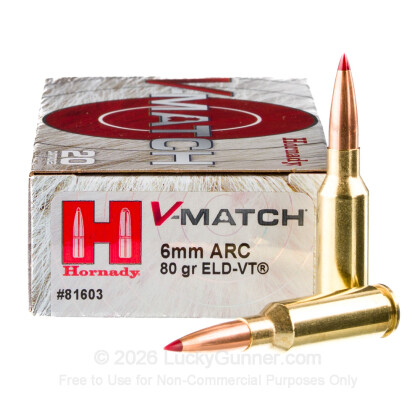 Large image of Hornady 6mm ARC Ammo For Sale - 80gr ELD-VT - 20 Rounds