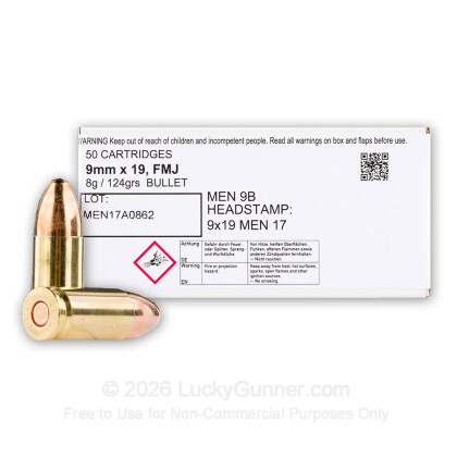 Image 1 of 9mm Ammo from MEN Image 1 of MEN 9mm Luger (9x19) Ammo
