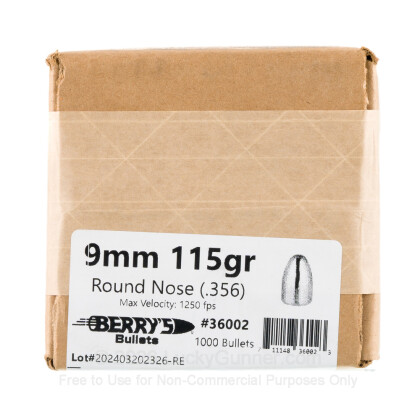 Large image of Bulk 9mm Bullets For Sale - 115 Grain RN DS Ammunition in Stock by Berry's - 1000 Count