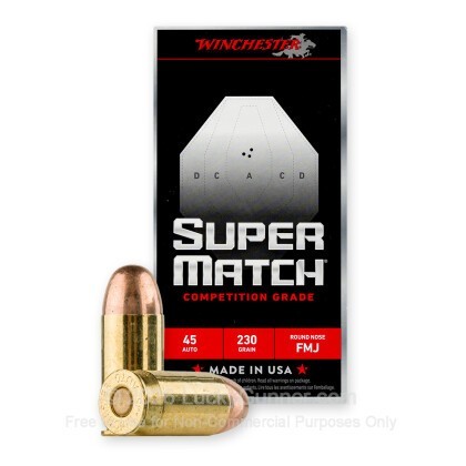 Large image of Winchester Super Match Major Power Factor 45 ACP Ammo For Sale - 230 Grain FMJ RN - 50 Rounds