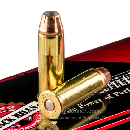 Large image of Premium 44 Mag Ammo For Sale - 240 Grain JHP Ammunition in Stock by Black Hills - 50 Rounds