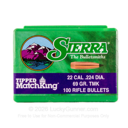 Large image of Bulk 223 Rem (.224) Bullets for Sale - 69 Grain Polymer Tip Bullets in Stock by Sierra - 500