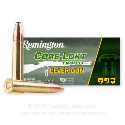 Large image of Remington Core-Lokt Tipped Lever Gun 360 Buckhammer Ammo For Sale - 180 Grain Polymer Tip - 20 Rounds