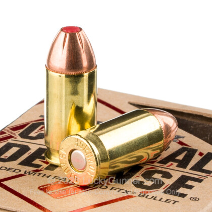 Large image of 45 ACP Defense Ammo For Sale - 185 gr JHP FTX Hornady Ammunition In Stock - 20 Rounds