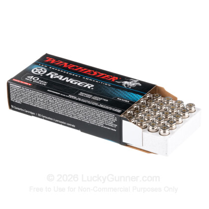 Large image of Premium 40 S&W Ammo For Sale - 165 Grain JHP Ammunition in Stock by Winchester Ranger Bonded - 50 Rounds - LE Trade-In