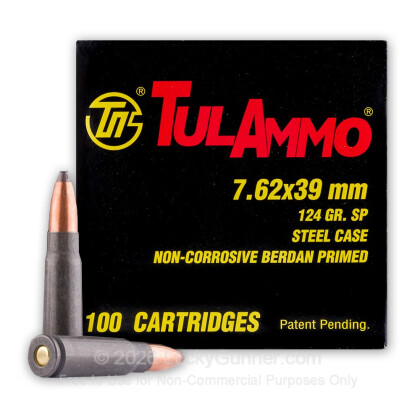 Large image of Bulk 7.62x39mm Ammo For Sale - 124 Grain Soft Point Ammunition in Stock by Tula - 100 Rounds