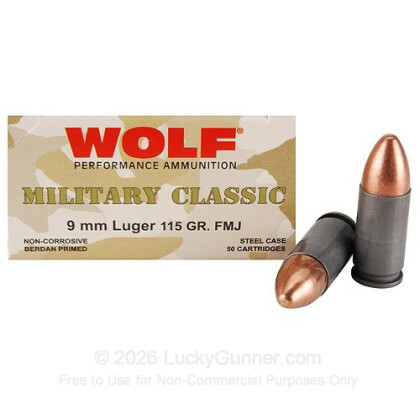 Image 1 of Wolf 9mm Luger (9x19) Ammo