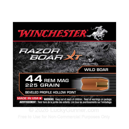 Large image of Premium 44 Mag Ammo For Sale - 225 Grain BPHP Ammunition in Stock by Winchester Razorback - 20 Rounds
