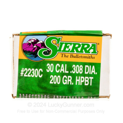 Large image of Bulk 308 Bullets (.308) For Sale - 200 Grain HPBT Bullets in Stock by Sierra - 500