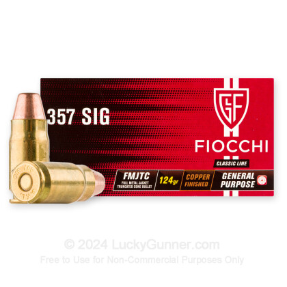 Large image of 357 Sig Ammo For Sale - 124 gr FMJTC Fiocchi Ammunition In Stock