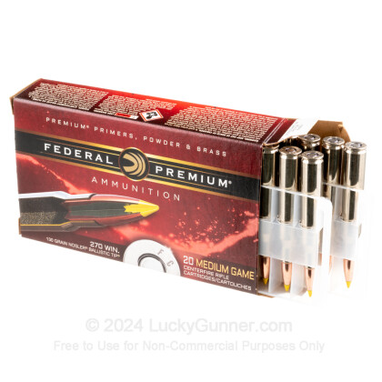 Large image of 270 Win Premium Rifle Ammo For Sale - 130 gr Nosler Ballistic Tip - Federal Premium Ammo Online - 20 Rounds