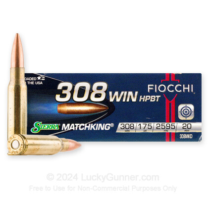 Large image of Premium 308 Ammo For Sale - 175 Grain HPBT Ammunition in Stock by Fiocchi Exacta Match - 20 Rounds