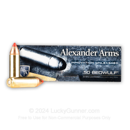 Large image of Premium 50 Beowulf Ammo For Sale - 300 Grain FTX Ammunition in Stock by Alexander Arms - 20 Rounds