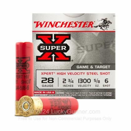 Winchester Super-X Ammunition - 20 GA - 2 3/4 - #6 Steel Shot - 25 Rounds