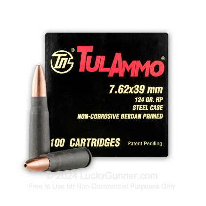 Large image of Bulk 7.62x39mm Ammo For Sale - 124 Grain HP Ammunition in Stock by Tula - 1000 Rounds