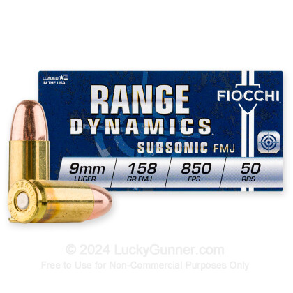 Large image of Sub Sonic 9mm Luger Ammo For Sale - 158 gr FMJ - Fiocchi Ammunition Online