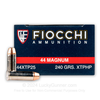 Large image of Cheap 44 Mag Ammo For Sale - 240 Grain XTP JHP Ammunition in Stock by Fiocchi - 25 Rounds