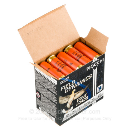 Large image of Bulk 12 Gauge Ammo For Sale - 2 3/4" 1 /1/8 oz. #7 1/2 Shot Ammunition in Stock by Fiocchi Game & Target - 250 Rounds