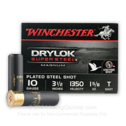 Large image of Premium 10 Gauge Ammo For Sale - 3-1/2” 1-5/8oz. Steel T Shot Ammunition in Stock by Winchester DryLok Super Steel - 25 Rounds