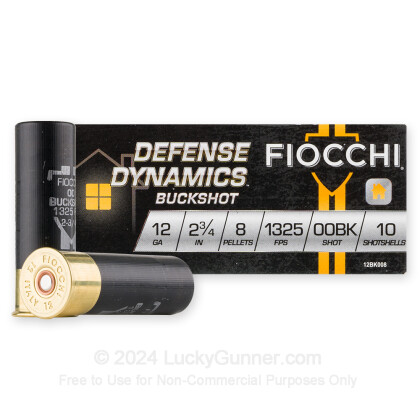 Large image of Premium 12 Gauge Ammo For Sale - 2-3/4” 8 Pellets 00 Buckshot Ammunition in Stock by Fiocchi Defense Dynamics - 10 Rounds