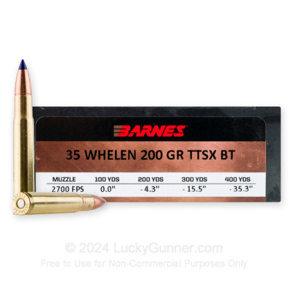 Large image of Premium 35 Whelen Ammo For Sale - 200 Grain TTSX FB Ammunition in Stock by Barnes VOR-TX - 20 Rounds