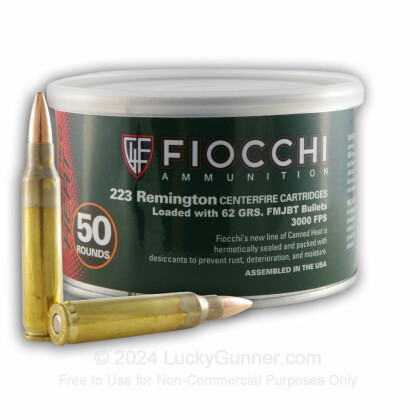 Large image of 223 Rem - 62 gr FMJBT - Fiocchi Canned Heat - 50 Rounds