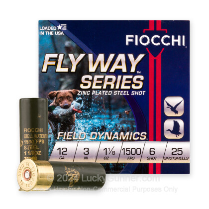 Large image of Cheap 12 Gauge Ammo For Sale - 3” 1-1/8oz. #6 Steel Shot Ammunition in Stock by Fiocchi - 25 Rounds