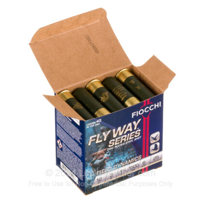 Large image of Cheap 12 Gauge Ammo For Sale - 3” 1-1/8oz. #6 Steel Shot Ammunition in Stock by Fiocchi - 25 Rounds