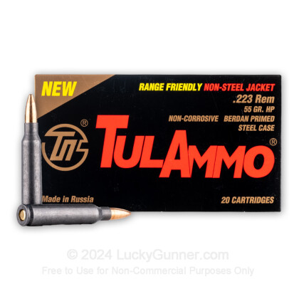 Large image of Cheap 223 Rem Ammo For Sale - 55 Grain Nonmagnetic HP Ammunition in Stock by Tula - 20 Rounds