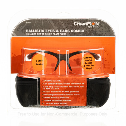 Large image of Champion Ballistic Eyes & Ears Combo with Black Rims For Sale - 40708 - Champion Glasses in Stock