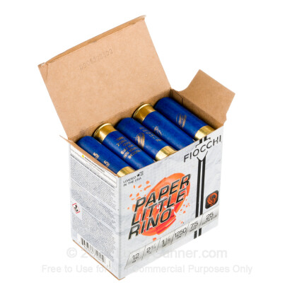 Large image of Cheap 12 Gauge Ammo For Sale - 2-3/4” 1-1/8oz. #7.5 Shot Ammunition in Stock by Fiocchi Paper Little Rino - 25 Rounds