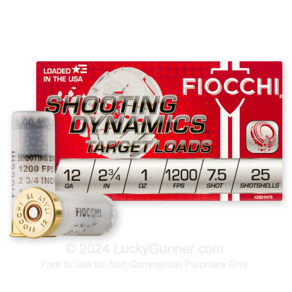 Large image of Cheap 12 ga Target Shells For Sale - 2-3/4" 1 oz #7-1/2 Target Shell Ammunition by Fiocchi - 25 Rounds 