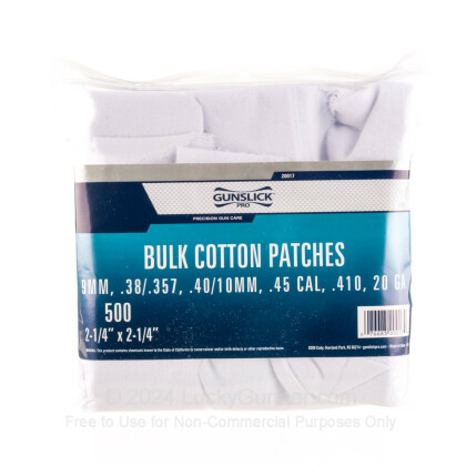 Large image of Bulk Gun Slick Cotton Patches for Sale - .38-.45 - Gunslick Pro Cleaning Patches For Sale - 500 Patches