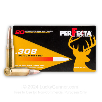 Large image of Cheap 308 Ammo For Sale - 150 Grain SP Ammunition in Stock by Fiocchi Perfecta - 20 Rounds
