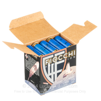 Large image of Cheap 16 Gauge Ammo For Sale - 2-3/4" 1oz. #7.5 Shot Ammunition in Stock by Fiocchi Game & Target - 250 Rounds