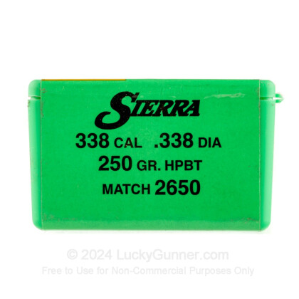 Large image of Bulk 338 Lapua (.338")  Bullets for Sale - 250 Grain HPBT Bullets in Stock by Sierra - 50