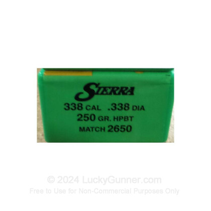 Large image of Bulk 338 Lapua (.338) Bullets for Sale - 250 Grain HPBT Bullets in Stock by Sierra - 500