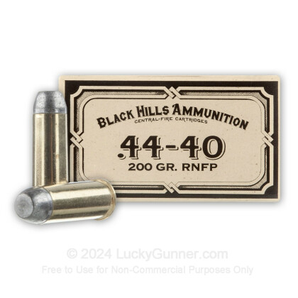 Large image of Cheap 44-40 WCF Ammo For Sale - 200 Grain RNFP Ammunition in Stock by Black Hills Cowboy - 50 Rounds