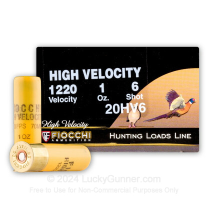 Large image of Cheap 20 ga High Velocity Shot Shells For Sale - 2-3/4" 1 oz  #6 Shot by by Fiocchi - 25 Rounds