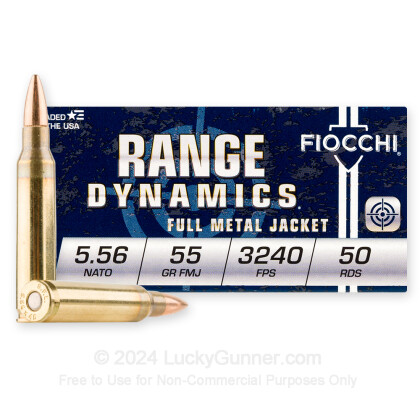 Large image of Cheap 5.56x45 Ammo For Sale - 55 Grain FMJBT M193 Ammunition in Stock by Fiocchi - 50 Rounds