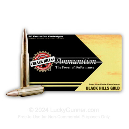 Large image of Premium 30-06 Ammo For Sale - 168 Grain HPBT Ammunition in Stock by Black Hills Gold Match - 20 Rounds
