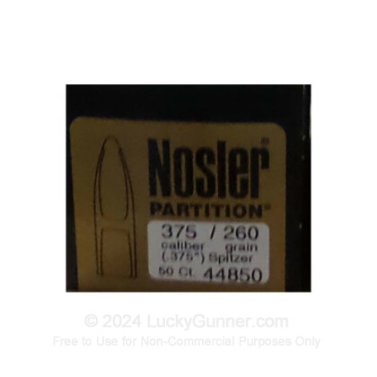 Large image of Bulk 375 H&H Magnum (.375) Bullets for Sale - 260 Grain Nosler Partition Bullets in Stock by Nosler - 50